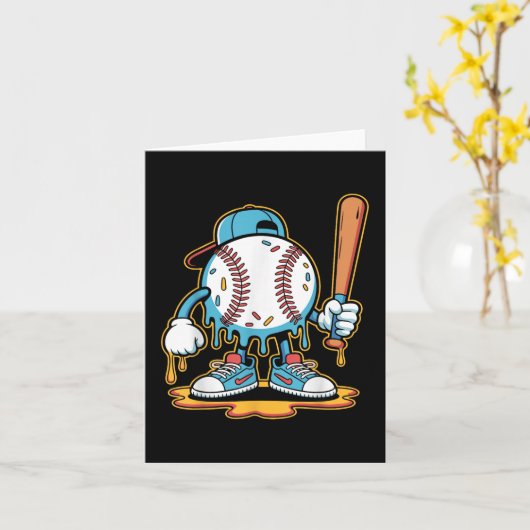 野球ライフスタイル101ティーユースベースボールドリップアイス カード (黄色い花)