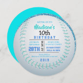 野球ラウンドの誕生日パーティーの招待状 招待状 (正面/裏面)