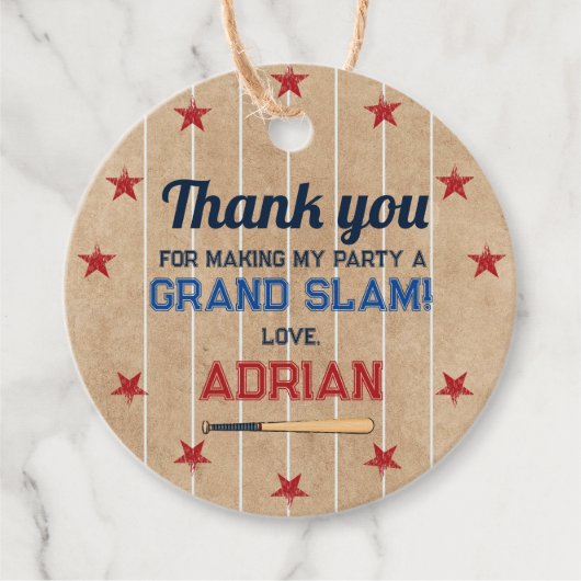 野球ラウンド感謝していユー誕生日 フェイバータグ (正面)