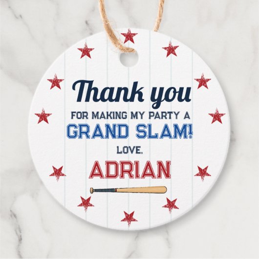 野球ラウンド感謝していユー誕生日 フェイバータグ (正面)