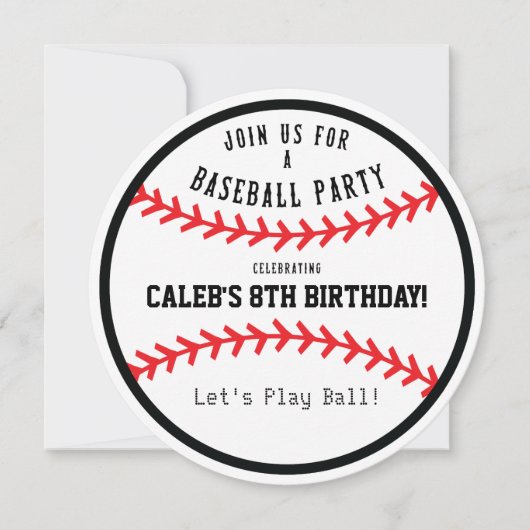 野球ラウンド誕生日パーティースポーツ招待状 招待状 (正面)