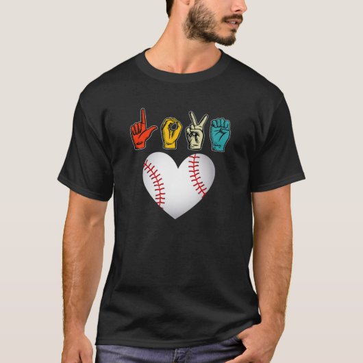 野球ラブサイン言語通訳ギフトASL Tシャツ (正面)