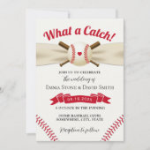 野球ラブスエレガントポ結婚ーツ赤 招待状 (正面)