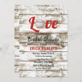 野球ラブス素朴ポーツ結婚のブライダルシャワー 招待状 (正面/裏面)