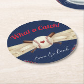 野球ラブダークネイビースポーツ結婚ズ ラウンドペーパーコースター (アングル)