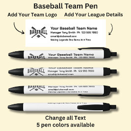 野球リーグチーム – 独自の詳細とロゴを追加 黒ボールペン