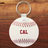 野球ルックキーチェパーソナライズされたーン キーホルダー (正面)