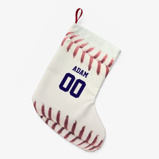 野球ルックパーソナライズされたストッキング スモールクリスマスストッキング (正面 (吊り時))
