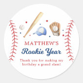 野球ルーキーイヤー誕生日ありがとう ラウンドシール (正面)
