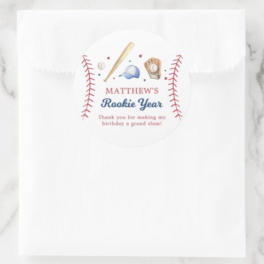 野球ルーキーイヤー誕生日ありがとう ラウンドシール (バッグ)