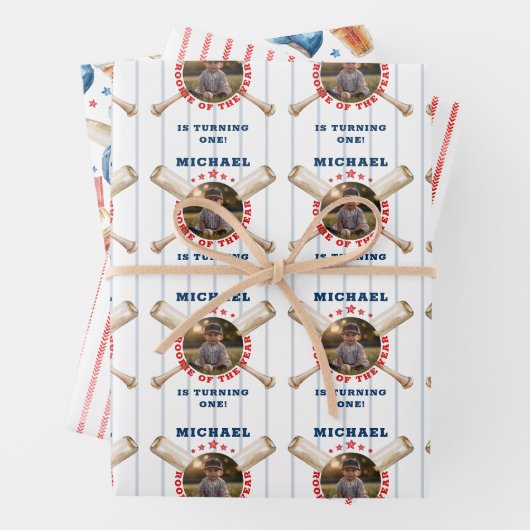 野球ルーキーオブザイヤー写真誕生日 ラッピングペーパーシート (インサイチュ)