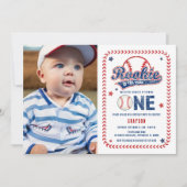 野球ルーキーフロントフォト1st誕生日パーティー 招待状 (正面)