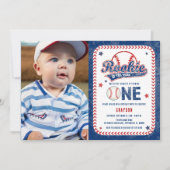 野球ルーキーフロントフォト1st誕生日パーティー 招待状 (正面)