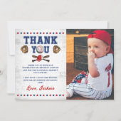 野球ルーキーボーイズ誕生日写真サンキューカード 招待状 (正面)