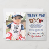 野球ルーキー誕生日写真サンキューカード 招待状 (正面)