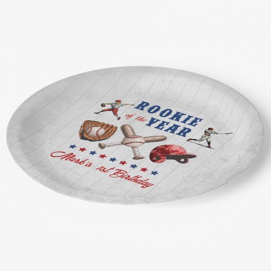 野球ルーキー1st誕生日パーティー紙プレート ペーパープレート (アングル)