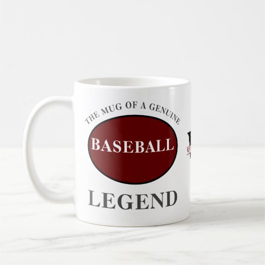 野球レジェンドモノグラム 名前を入力できる誕生日ギフト コーヒーマグカップ (左)