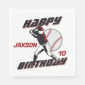 野球レッドブラックエイジハッピーバースデー スタンダードランチョンナプキン (正面)