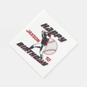 野球レッドブラックエイジハッピーバースデー スタンダードランチョンナプキン (角)