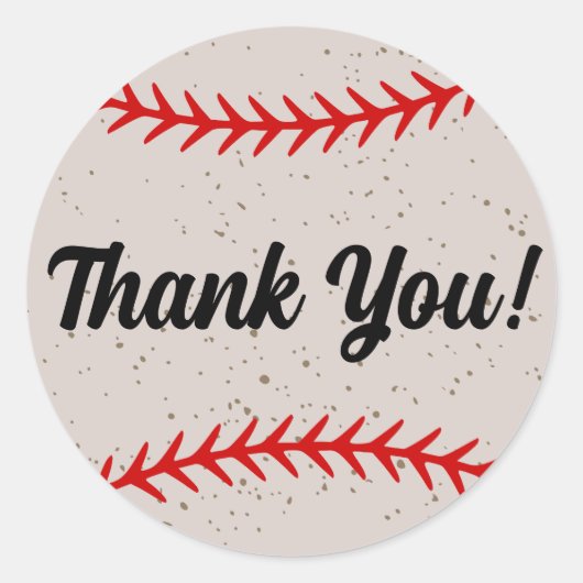 野球レースのステッチをテーマにした ラウンドシール (正面)