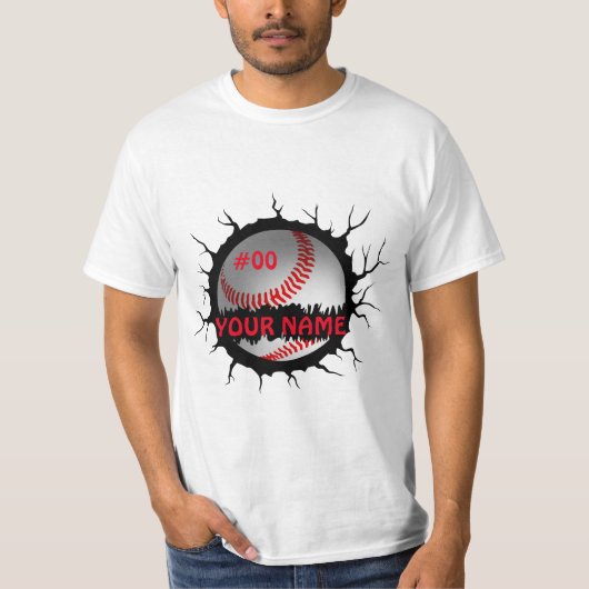 野球ロゴ、野球名前をカスタムする、野球ギフト Tシャツ (正面)