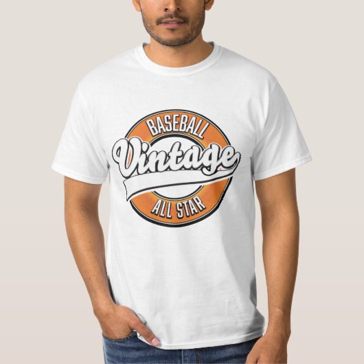 野球ヴィンテージスタイルロゴ。 Tシャツ (正面)