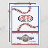 野球ヴィンテージレトロ5.5 x 7.5バー（ユダヤ教の）バル・ミツバー 招待状 (正面/裏面)