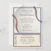 野球ヴィンテージレトロ5 x 7バー(ユダヤ教の)バル・ミツバー 招待状 (裏面)