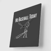 野球中止に悲嘆にくれる棒人間 野球好きのためのグッズ スクエア壁時計 (傾斜)