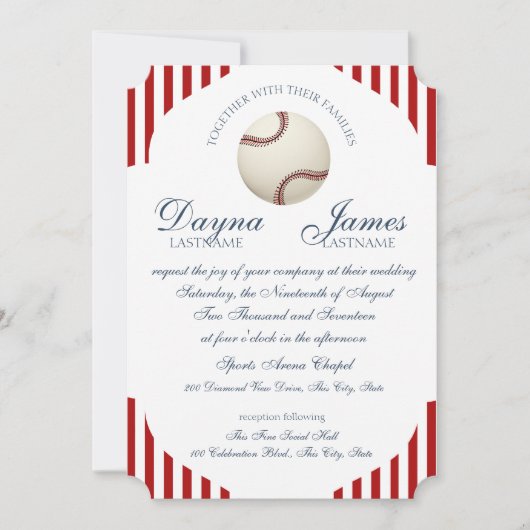 野球公園ストライプ結婚ズ 招待状 (正面)