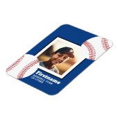 野球写真あなたの名前を追加 – 青を編集できる マグネット (左側)