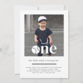 野球写真ミニマル最初の誕生日招待状 招待状 (正面)