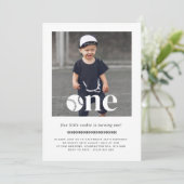 野球写真ミニマル最初の誕生日招待状 招待状 (スタンド正面)