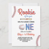 野球初の誕生日パーティガールボーイ・ワン・イヤー 招待状 (正面)