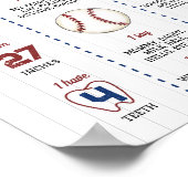 野球初の誕生日マイルストーンポスター ポスター (角)