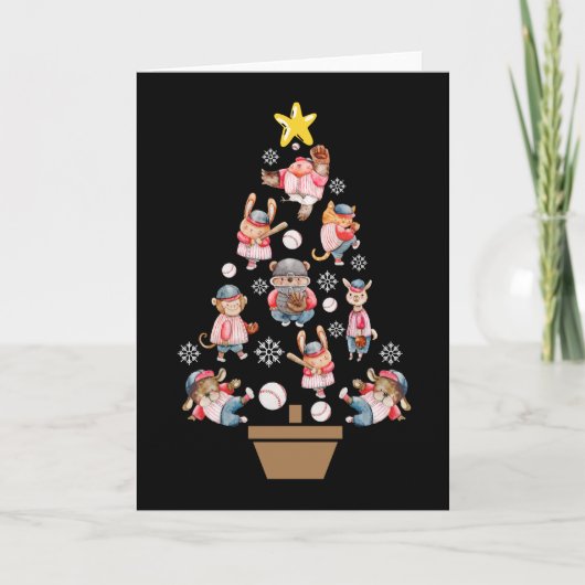 野球動物クリスマスツリー カード (正面)