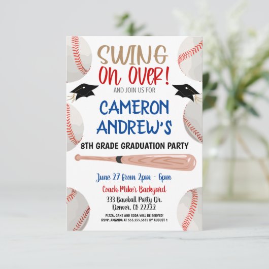 野球卒業パーティー招待状 招待状 (スタンド正面)