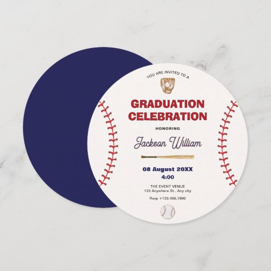 野球卒業式招待状 招待状 (正面/裏面)