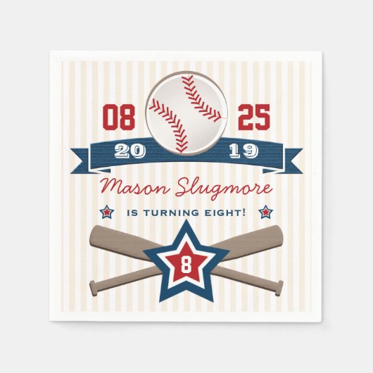 野球及びこうもり誕生日 スタンダードカクテルナプキン (正面)