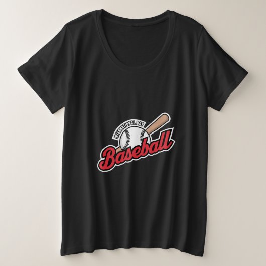 野球国際的のデイロゴ プラスサイズTシャツ (デザイン正面)