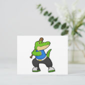 野球場にいるワニと野球のバット ポストカード (スタンド正面)