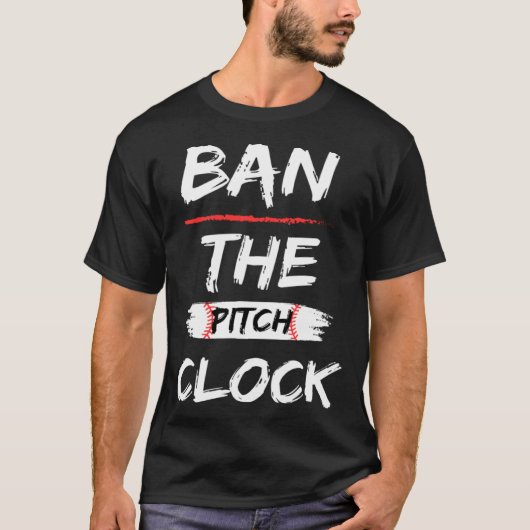 野球場のピッチクロックを禁止する Tシャツ (正面)