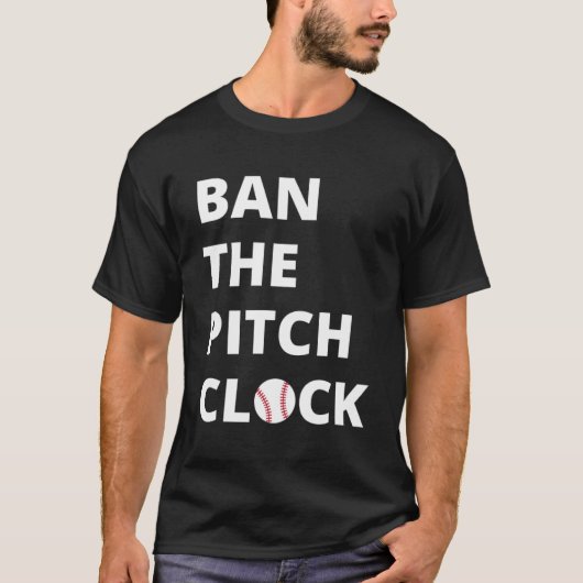 野球場のピッチクロックを禁止する Tシャツ (正面)
