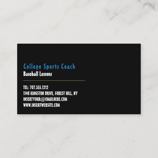 野球場の風景、コーチの名刺 名刺 (裏面)