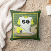 野球場イエロージャージカスタムー番号 クッション (ブランケット)