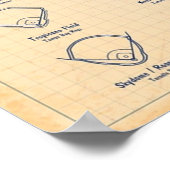 野球場オールドブルーグリッド ポスター (角)