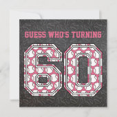 野球場ピンク60th誕生日パーティー 招待状 (正面)