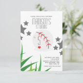 野球場モダン誕生日スターズパーティー 招待状 (スタンド正面)