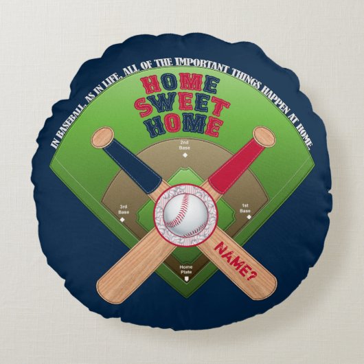 野球場、ホーム02ラウンド装飾用クッションブルー ラウンドクッション (正面)