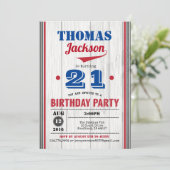 野球大人誕生日の招待状。素朴木材 招待状 (スタンド正面)